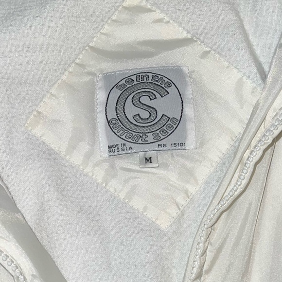 Vintage Current Seen White 90s Retro Long Sleeve Zip Up Colorblock Jacket Size M - Picture 10 of 14